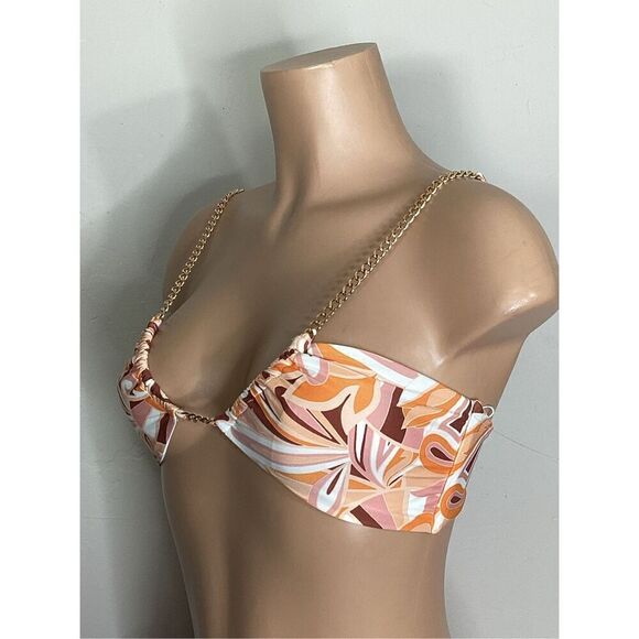 New. L*SPACE orange paisley chain bikini top. Medium. Retails $99 - Picture 7 of 11